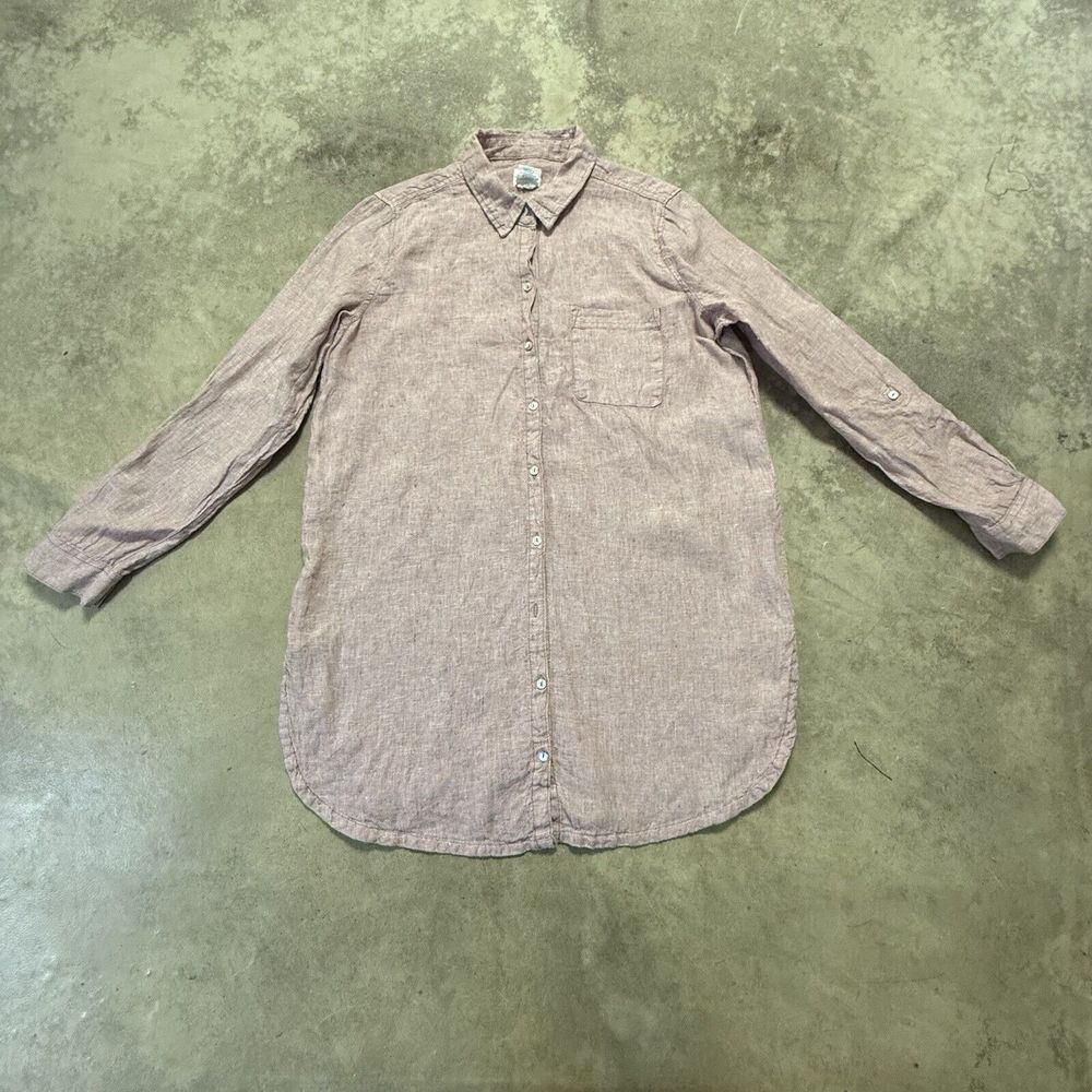 Sigrid Olsen Shirt Womens Medium Linen‎ Pink Button Up Resort Beach